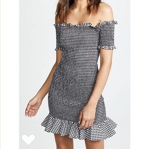 Wayf Smocked print mini dress